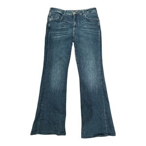 !! SOLD !! Pilcro Anthropologie Demilune Boot Flare Jeans Size 32 Dark Wash